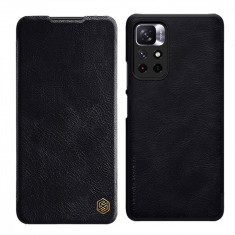 Husa de protectie telefon Nillkin pentru Xiaomi Redmi Note 11T 5G/Note 11S 5G/Note 11 5G/Poco M4 Pro 5G, Tip carte, Piele ecologica, Negru