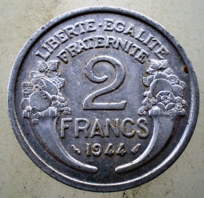 1.148 FRANTA WWII 2 FRANCS FRANCI 1944 foto