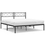Cumpara ieftin Cadru de pat metalic cu tablie, negru, 135x190 cm