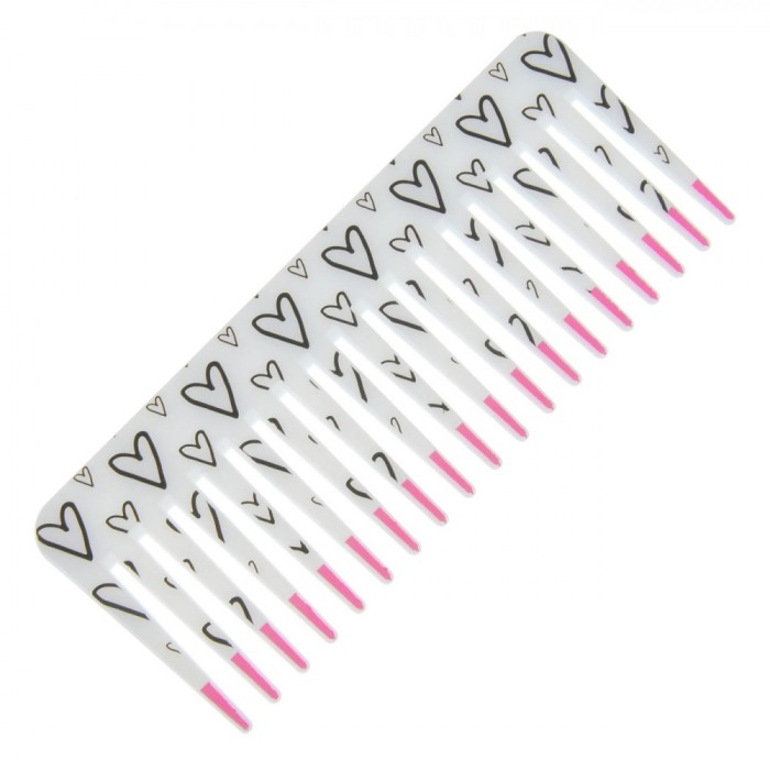 Pieptene Plastic, Model Inimi, Alb, Dimensiuni 15x6cm