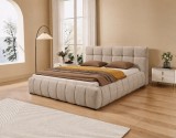 Pat Grande 180x200 cm Tapitat Stofa Maro Deschis Somiera Inclusa ( ML 2516 )