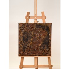 Feeling &ndash; pictură abstractă contemporană, tehnică mixtă acril, textil și ipsos pe p&acirc;nză