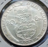 (A687) MONEDA DIN ARGINT PORTUGALIA - 20 ESCUDOS 1953, REFORMA FINANCIARA, Europa
