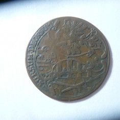 Jeton bronz Saxonia cu monograma si emblema locala -Sursum Deorsum 1677