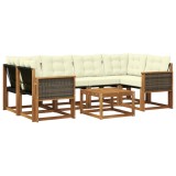 vidaXL Set de canapele de exterior cu pernă 7 pcs Natural și Crem 3381802