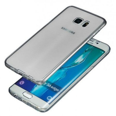 Husa Full TPU 360&amp;deg; (fata + spate) pentru Samsung Galaxy S6 Edge, TPU 0.3 mm, gri foto