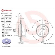 Set disc frana Mercedes Clasa A (W169) 04.04-06.12, B-Class Sports Tourer (W245) 03.05-11.11, Fata, 288X25mm, ventilat, Brembo