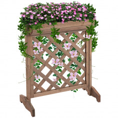 Outsunny Ghiveci Vertical cu Grilă pentru Plante Cățărătoare 68x30x85.5 cm Maro pentru Grădină | Aosom Romania