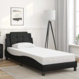 VidaXL Cadru de pat cu tăblie, negru, 100x200 cm, piele ecologică