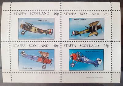Staffa Scotland avioane, aviatie serie 4v Mnh foto