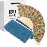 Cumpara ieftin Set cadou portofel turcoaz si evantai floral