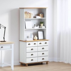 vidaXL Hutch cu sertar cu raft Alb 91 x 40 x 184 cm Lemn masiv de pin