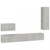 Cumpara ieftin Set dulap TV, 4 piese, gri beton, lemn prelucrat