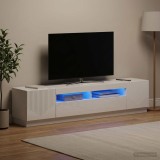 Cumpara ieftin Cabinet TV cu LED HOORN 3 buc. Alb foarte lucios Lemn prelucrat