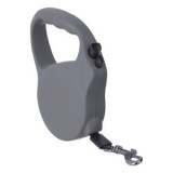 Lesă mecanică retractabilă pentru c&acirc;ini, 3 m, gri cu bandă neagră, talie mică, CMCLASS