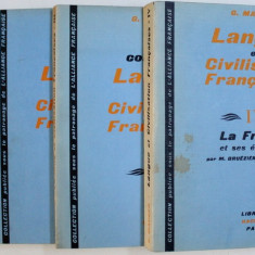 COURS DE LANGUE ET DE CIVILISATION FRANCAISES , VOL. I - IV par G. MAUGER , Paris * VOLUMELE PREZINTA URME DE UZURA