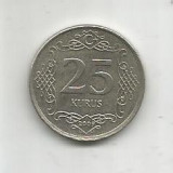 No(2) moneda- TURCIA-25 KURUS - anul 2014