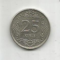 No(2) moneda- TURCIA-25 KURUS - anul 2014