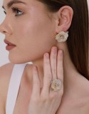 Set Bijuterii din Argint 925 &ndash; Cercei și Inel &icirc;n Formă de Floare, Design, Argintboutique