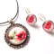 Set pe rotund cu model floral, set cu maci rosii 39943