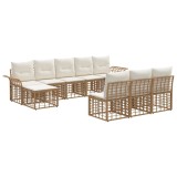 vidaXL Set de canapele de exterior 9 pcs Alb Natural și Crem Poliester 3437770