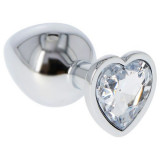 Plug Anal Metal Clear Heart Jewel Medium
