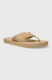 Tommy Jeans slapi TJM ELEVATED FLIP FLOP barbati, culoarea bej, EM0EM01393