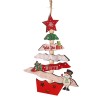 Decoratiune de Craciun din Lemn, Flippy, cu Snur pentru Agatare in Brad, Model Brad de Craciun si Om de Zapada, Scris We Wish You A Merry Christmas, 1