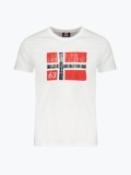Tricou barbati cu decolteu la baza gatului si imprimeu cu logo, Alb, L