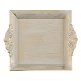 Platou Decorativ, Plastic, Bej Auriu Brushed, 23x19.5cm, Ad&acirc;ncime 2.5cm, Design Sculptat, Oem