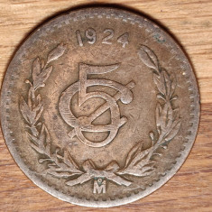 Mexic - moneda colectie rarisima - 5 centavos 1924 - valoare de catalog uriasa