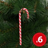 Decor de Craciun batoane de zahar - 15,2 cm - rosu alb - 6 bucati pachet