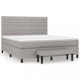 Cumpara ieftin Pat continental cu saltea, gri deschis, 160x200 cm, textil