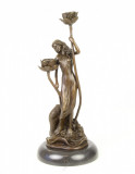 Sfesnic Art Nouveau cu o femeie TM-51, Bronz, Nuduri