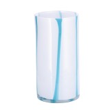Cumpara ieftin Vaza flori sticla alba albastra 12 x 25 cm