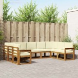 vidaXL Set de canapele de exterior cu pernă 9 pcs Natural și Crem 3366973