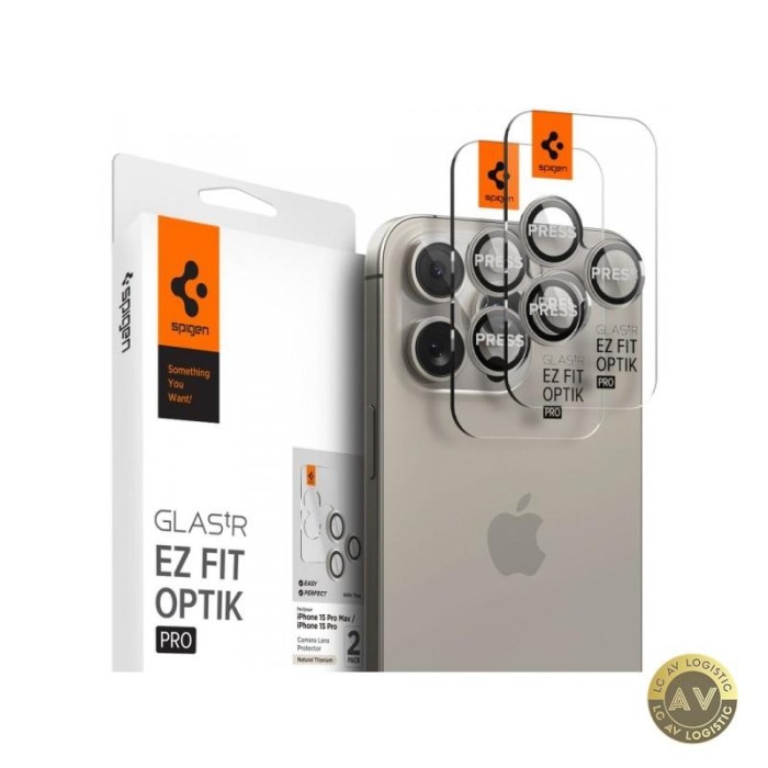Folie de protectie Camera spate Spigen EZ FIT pentru Apple iPhone 16 Pro / 16 Pro Max / 15 Pro Max / 15 Pro Sticla Securizata Set 2 bucati Gri AGL0716