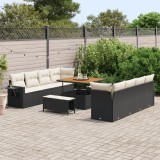 VidaXL Set de Sofa pentru Grădină cu 11 Piese și Perne din Ratan Poli Alb Crem, vidaXL Set de Dining pentru Grădină cu 3 Piese și Perne din Ratan Poli