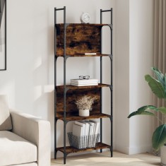 Gossi biblioteca 5 niveluri, stejar fumuriu, 60,5x24x166,5 cm