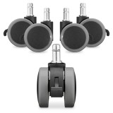 Set 5 Roti pentru scaun de birou tija 11 mm, Kwmobile, Gri/Negru, Nylon, 55602.01