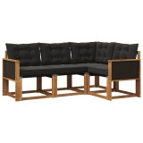 vidaXL Set de canapele de exterior cu pernă 4 pcs Natural și Negru 3381912