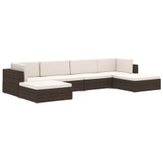 Taburet modular, 1 buc., negru, poliratan, cu perna foto