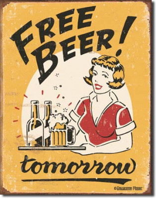 Placa metalica - Free Beer Tomorrow - 30x40 cm foto