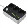 Prelungitor cu protectie Serioux, 3 prize schuko, 6 USB, 3.4A, 1.6m, 2500W, Negru