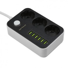 Prelungitor cu protectie Serioux, 3 prize schuko, input 100-240V, 50-