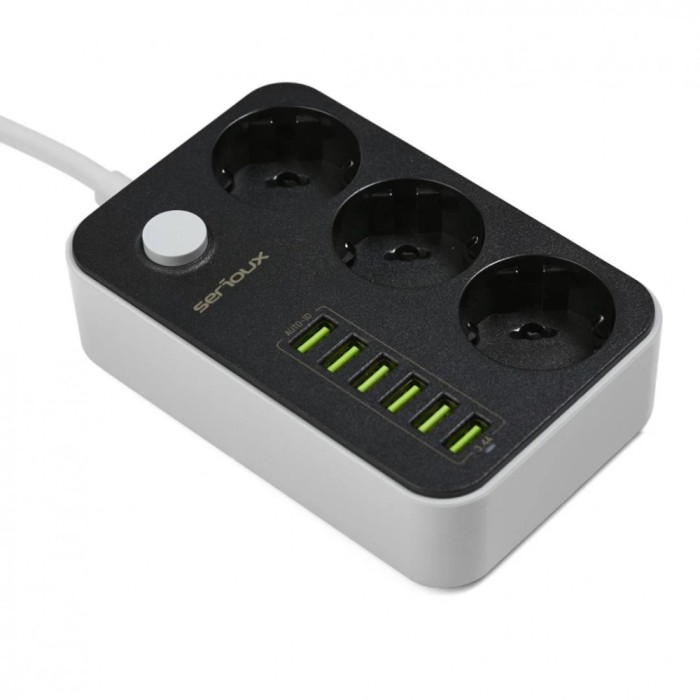 Prelungitor cu protectie Serioux, 3 prize schuko, input 100-240V, 50-