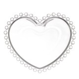 Bol de sticla elegant in forma de inima Pufo Heart pentru servire alune, fistic, bomboane, gustari, 16 cm