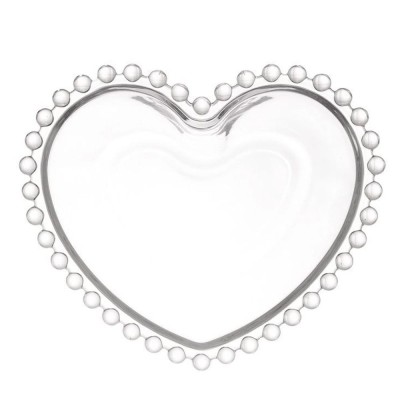 Bol de sticla elegant in forma de inima Pufo Heart pentru servire alune, fistic, bomboane, gustari, 16 cm foto