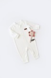 Salopeta BabyCosy Ecru Maneca Lunga Fermoar Bumbac Organic 12-18 Luni Unisex