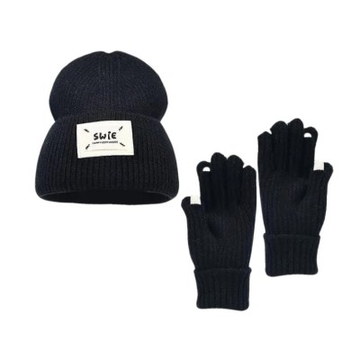 Set caciula si manusi - negru foto